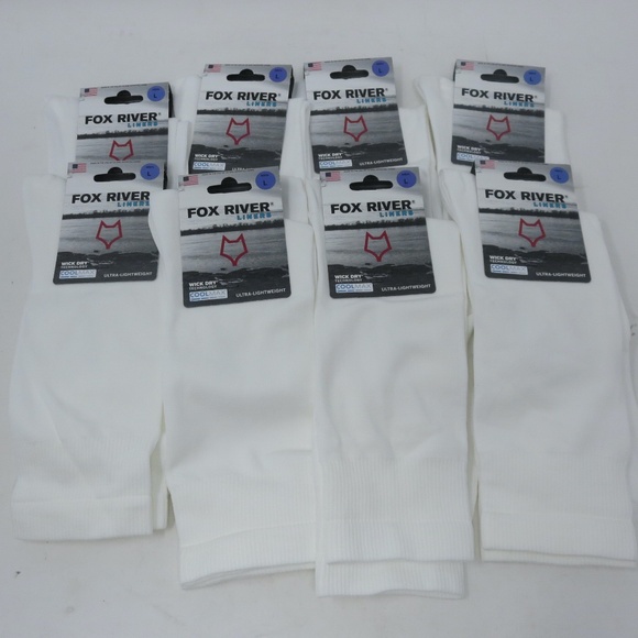 Fox River Other - Lot of 8 Fox River Wick Dry CoolMax Liner Sock, White, Size Large (8 Pairs) 4321